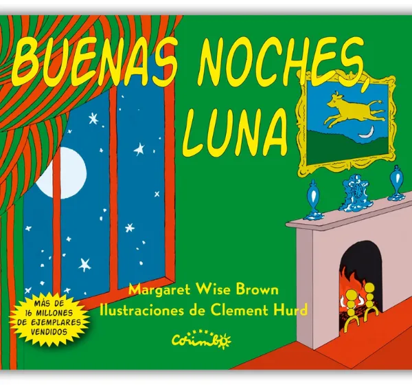 Portada del libro infantil Buenas noches, luna, con ilustraciones suaves y coloridas de una habitación al anochecer, ideal para la rutina de sueño de los niños pequeños.
