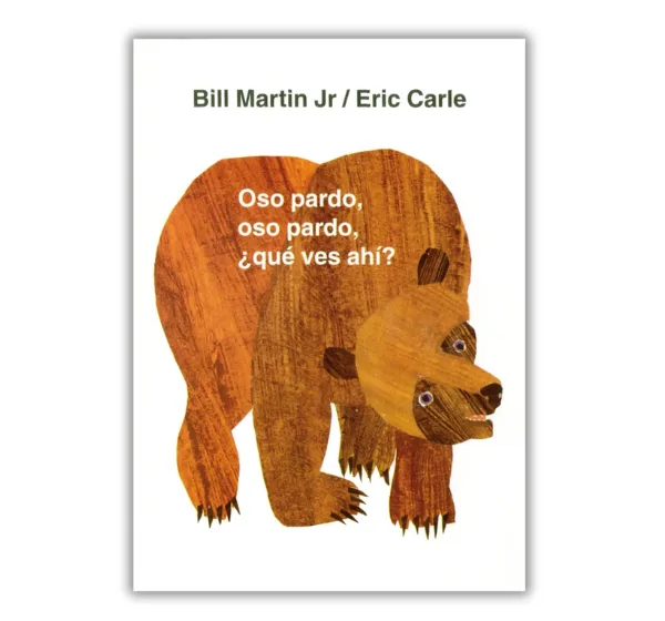 Portada del libro infantil Oso pardo, oso pardo, ¿qué ves?, con ilustraciones coloridas de animales, ideal para enseñar a los niños los colores y los nombres de distintos animales.