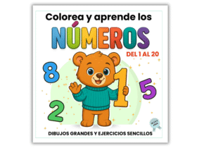 Libro de colorear para niños. Portada de libro infantil con números del 1 al 20 y animales para colorear