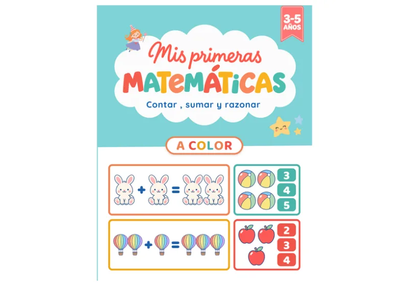 Libro para aprender matemáticas de 3 a 5 años, a color