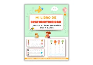 Portada del libro de grafomotricidad con trazos de preescritura para niños de 3 a 5 años