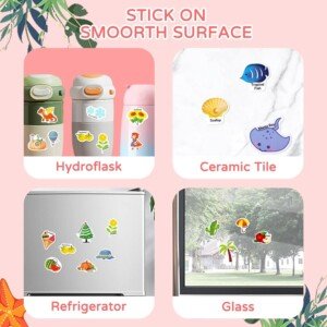 Stickers reutilizables adheridos a botellas, azulejos cerámicos, refrigeradores y vidrio, ideales para superficies lisas