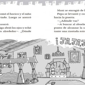 Ilustración del libro Los BuscaPistas con Pepa y Maxi despertando en una misteriosa habitación decorada con estilo antiguo.