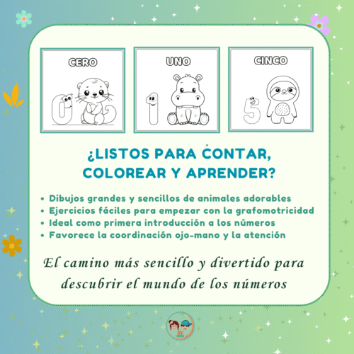 Mi primer libro para colorear con números y animales – libros niños 1 año.