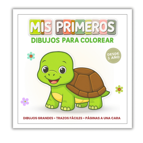 Dibujos grandes para colorear para niños. Portada con una tortuga
