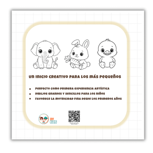 Contraportada de libro para colorear 1–3 años con dibujos grandes y sencillos para niños pequeños